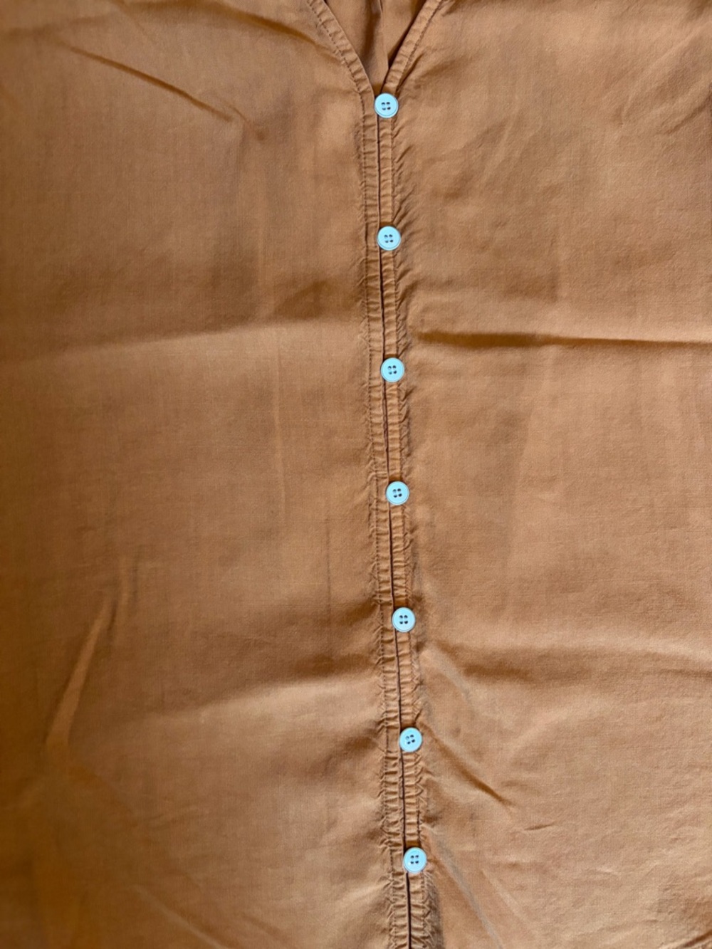 Button-Front V-Neck Flutter Sleeve Top — Rust - Picture 2 of 3